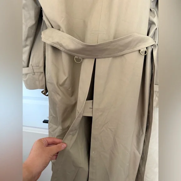 Vintage Burberry Burberrys Trench Coat Tan Plaid Lined Belted 46 Long Classic - Picture 5 of 16